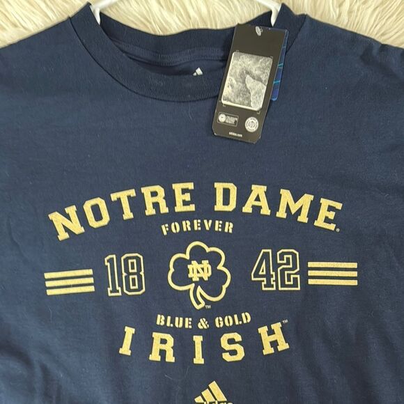 Adidas Notre Dame Navy Blue T-Shirt Size M NWOT - Picture 3 of 9